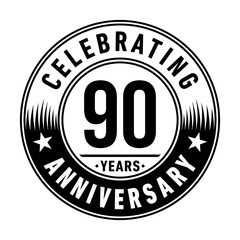 90 years anniversary logo template. Vector and illustration.
