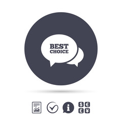 Speech bubble best choice icon. Special offer.