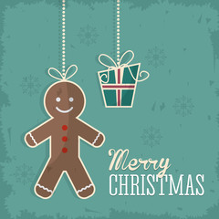 coockie cartoon vintage merry christmas decoration celebration icon. Colorful and grunge design. Vector illustration