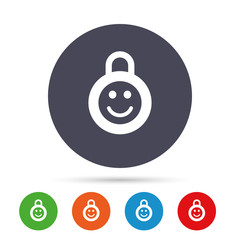 Child lock icon. Locker with smile symbol.