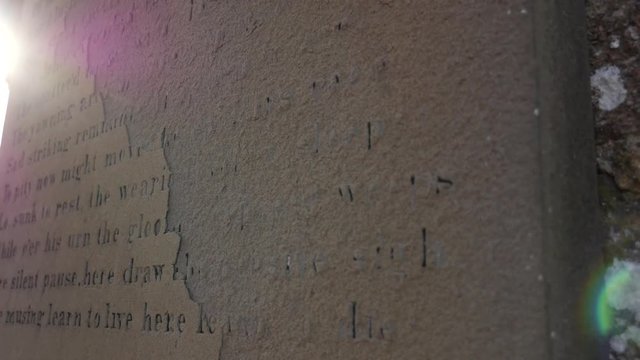 Ancient engraving into stone, year 1700