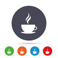 Coffee cup sign icon. Hot coffee button.