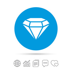 Diamond sign icon. Jewelry symbol. Gem stone.
