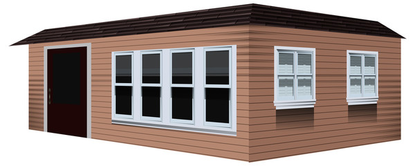 Small house painted in brown