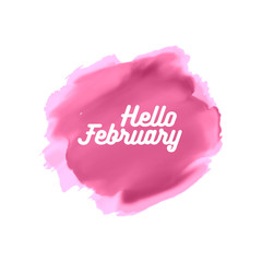 Hello February watercolor wallpaper, greeting card, banner