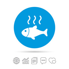 Fish hot sign icon. Cook or fry fish symbol.