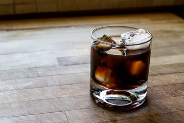 Black Russian Cocktail with vodka and coffee liquor