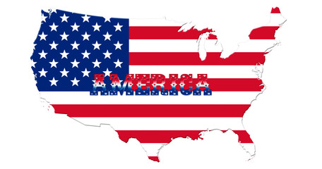 United States of America Map With American  Flag 3D illustration