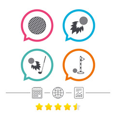 Fototapeta premium Golf ball icons. Fireball with club symbol.