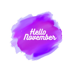 Naklejka na ściany i meble Hello November watercolor wallpaper, greeting card, banner