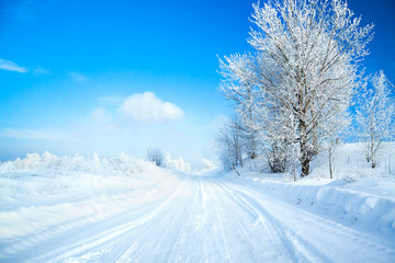 winter landscape with road