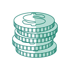 Coins pilled up blue icon vector illustration graphic design