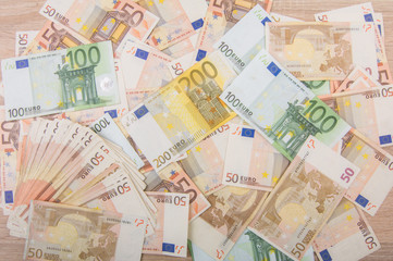 Various euro banknotes