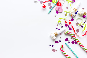 birthday party design with confetti top view space for text