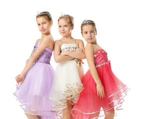 Obraz premium Cute little dancers on white background