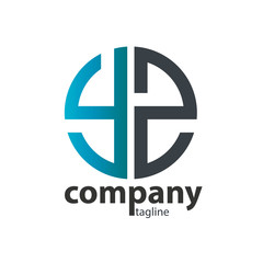 Initial Letter YZ With Linked Circle Logo