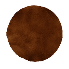 Watercolor brown circle on white background