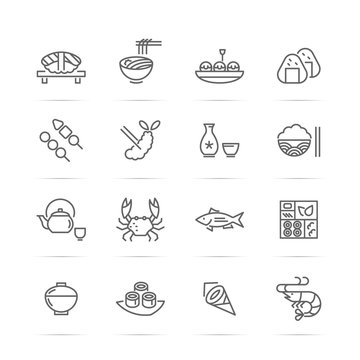 japanese food vector line icons