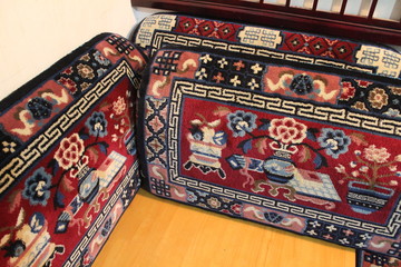 Tibet Tibetan Furniture Carpet Carpets Pillow Pillows Weaved Weave Culture Cultural Asia Asian Decor Decoration Amdo Kham Utsang Traditional Tradition Back Rest Backrest Colorful Color Busy Maroon