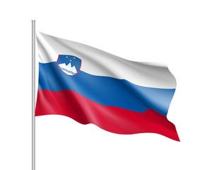 Obraz premium Slovenia national flag. Patriotic symbol in official country colors white, blue and red. Illustration of Sounhern European state flag. Vector icon