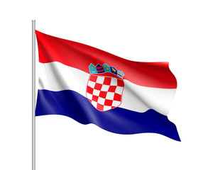National flag of Croatia republic. Patriotic croatian sign in official country colors blue, white and red. Symbol of Sounhern European state. Vector icon illustration