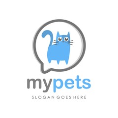 Kitty cat logo design vector