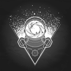 Graphic austronaut in triangle © Ekaterina Glazkova