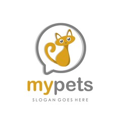 Kitty cat logo design vector