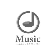Melody note music logo design vector