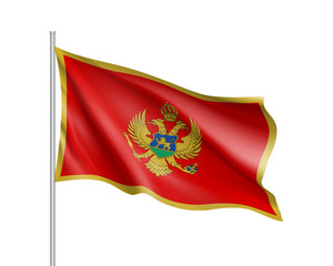 National flag of Montenegro country. Patriotic state symbol in official colors. Illustration of Sounhern European country flag. Vector icon