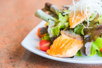 Fried salmon salad