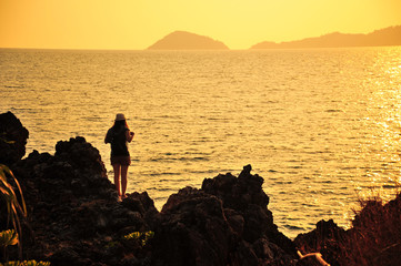 Woman Relaxing on Summer Beach