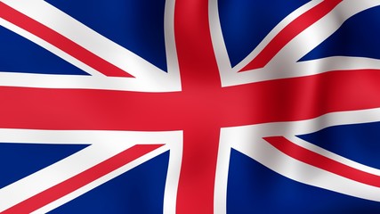 Flag of Great Britain, fluttering in the wind. 3D rendering. It is different phases of the movement close-up flag in the wind.