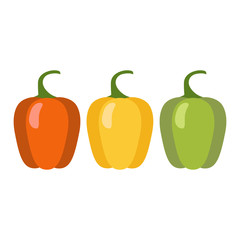 Sweet pepper isolated on white background. Vector illustration. Flat design