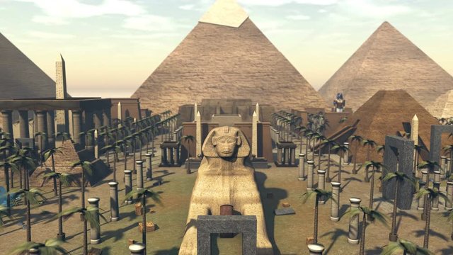 Animation of ancient architecture in a city of Egypt. 4K