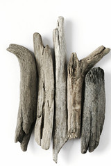 Set of  snags on white background. Set of Driftwood
