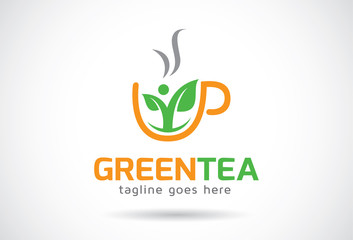 Green Tea Logo Template Design Vector, Emblem, Design Concept, Creative Symbol, Icon