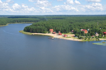 The view from the heights to the lake Seliger and recreation on the shore