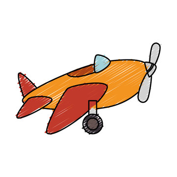 Cute Airplane Toy Icon Vector Illustration Design