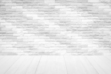 Fototapeta premium White Brick Room with Wood Floor.