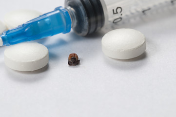 Mite, tablets and syringe