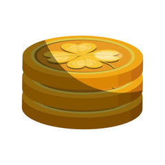coins with clover icon vector illustration design