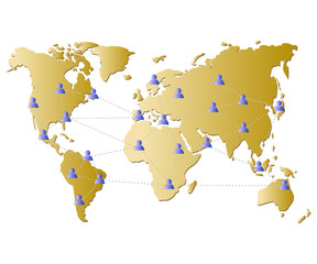 Global network concept. World map and user connection.