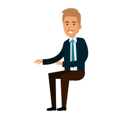 businessman doing seated pose vector illustration design