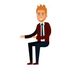 businessman doing seated pose vector illustration design