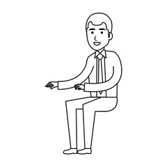 businessman doing seated pose vector illustration design