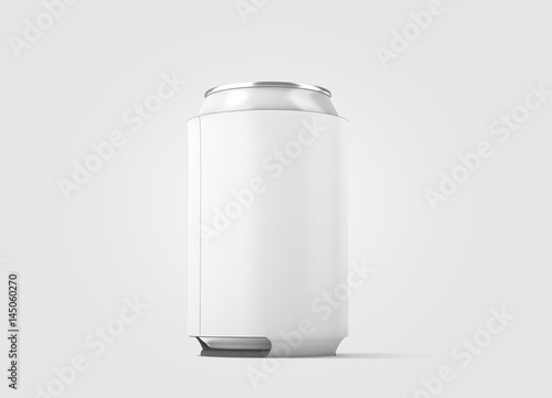 Download "Blank white collapsible beer can koozie mockup isolated, side view, 3d rendering. Empty ...