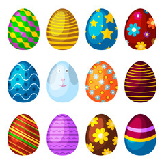 Easter eggs spring colorful celebration decoration holiday vector icons.