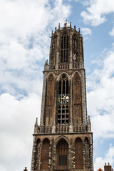 Fototapeta na wymiar Bell tower of the cathedral church, Utrecht, Netherlands