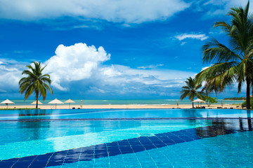 Fototapeta na wymiar Swimming pool of luxury hotel
